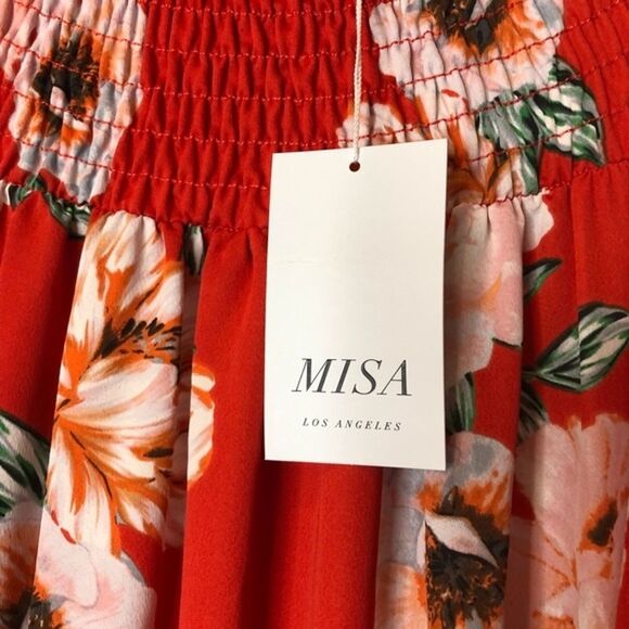 Misa Los Angeles Darla Poppy Floral Mini Dress Vacation Trip Tropical Poppy Red - Picture 5 of 13